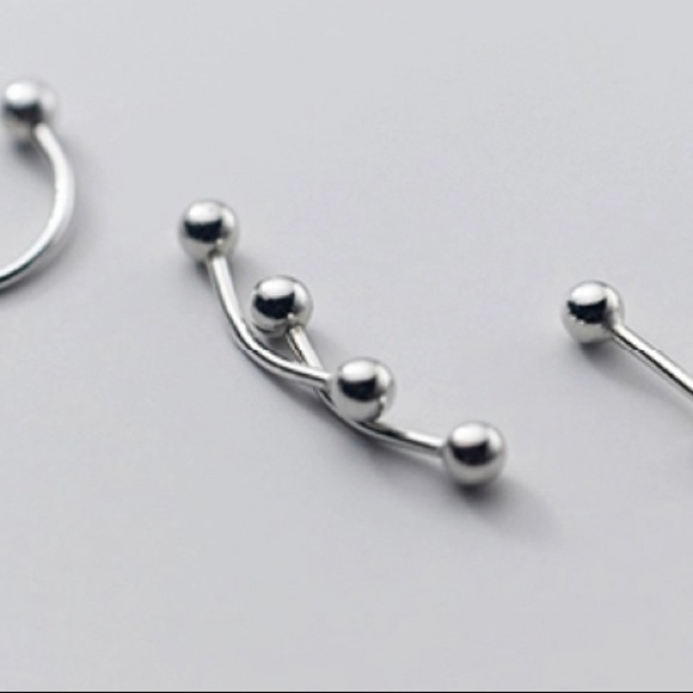 Screw back Solid Silver tuds Earrings-Curve line ESB001 Silver
